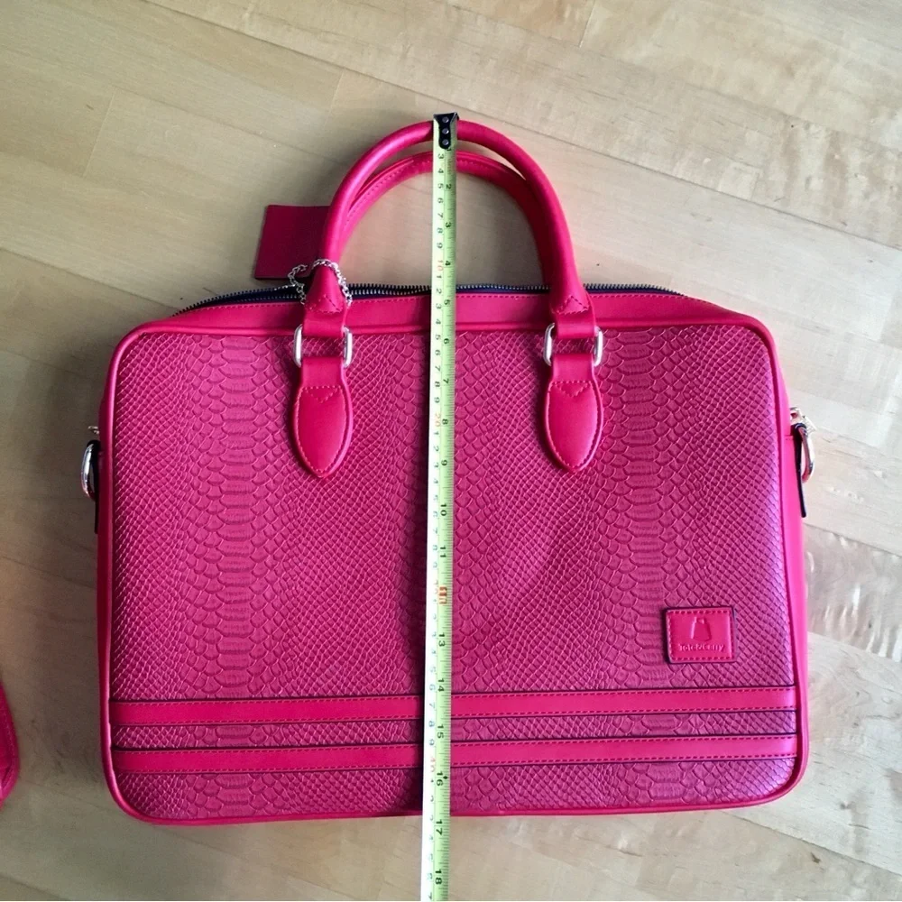 Tote&Carry Faux Snakeskin, Jetsetter 15 inch Laptop Bag, Briefcase, Red, Vegan
